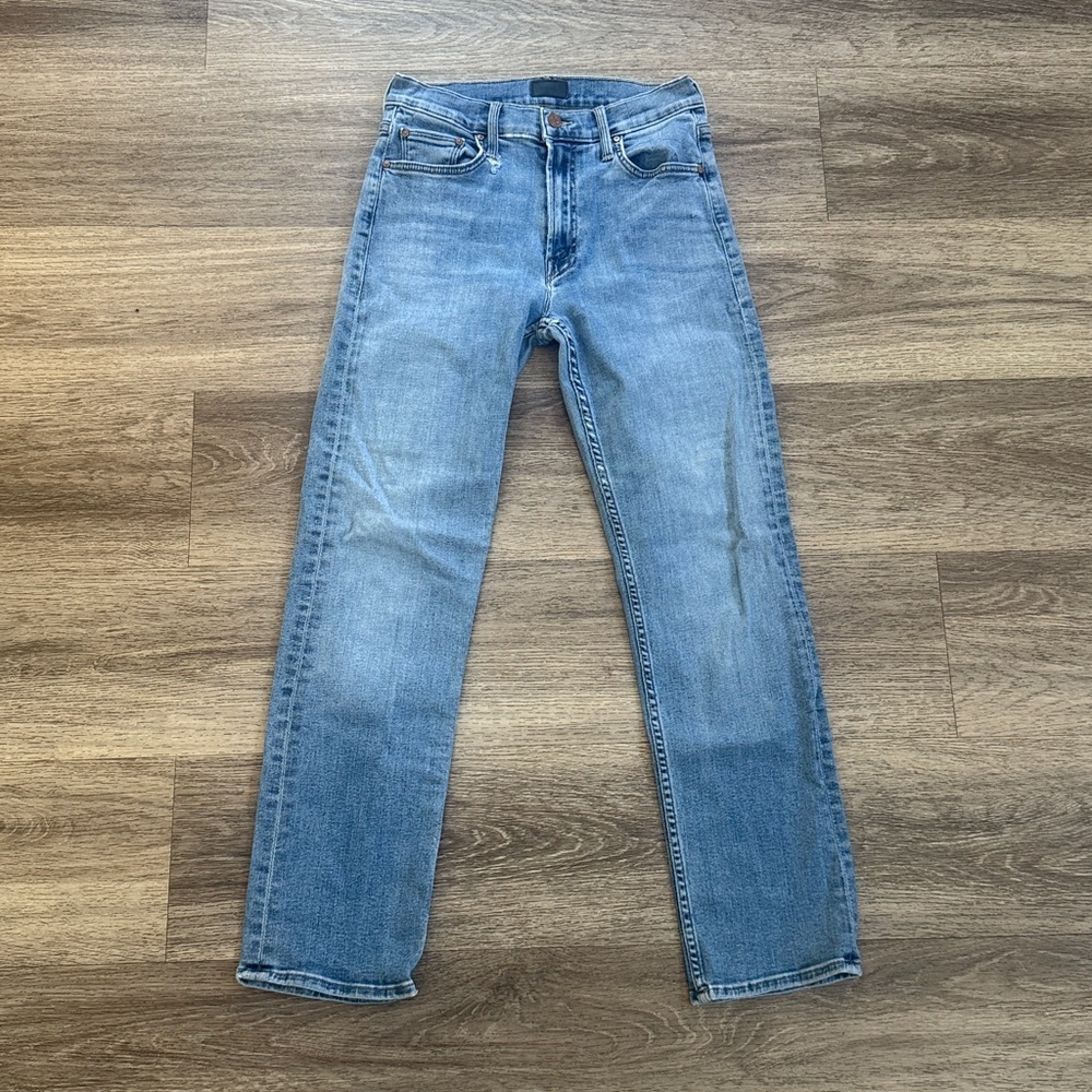 MOTHER Light Blue Cropped Jeans The Mid Rise Rider Flood Denim 27” Flawed